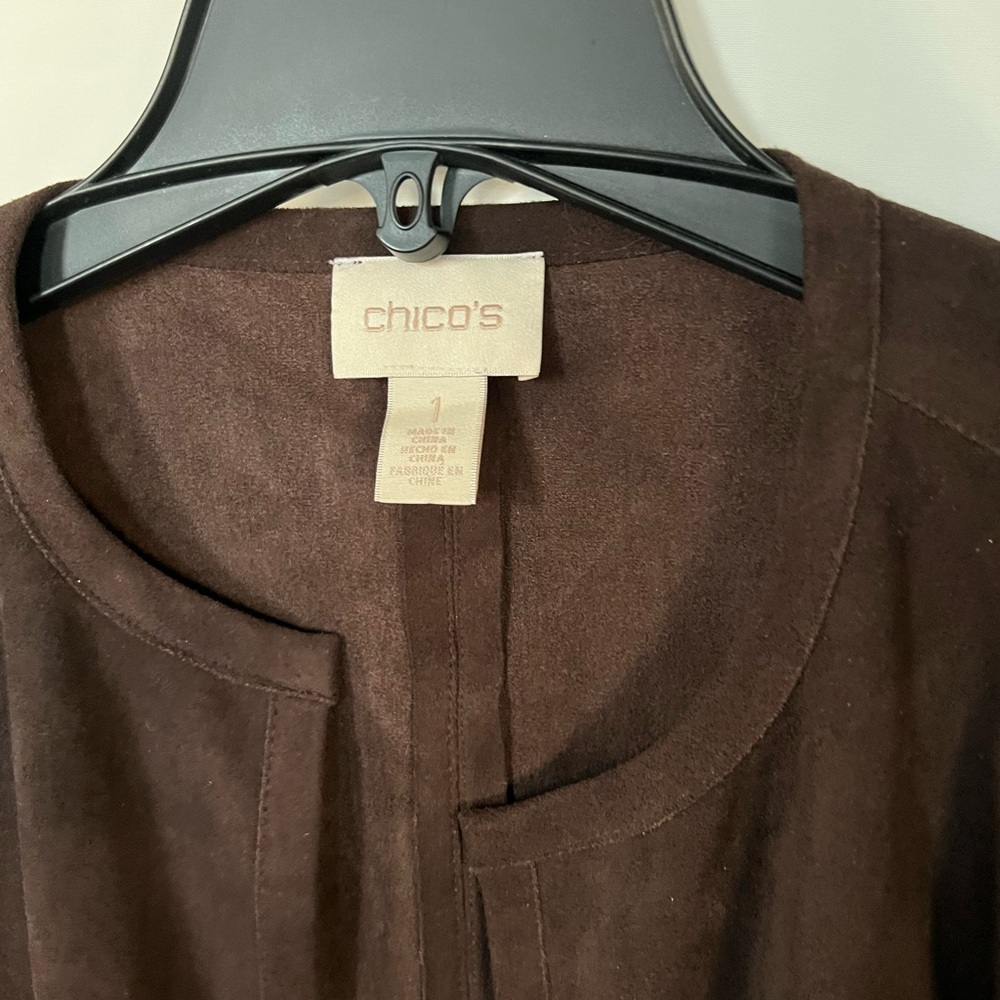 Chico suede topper with beautiful gold zippers on side